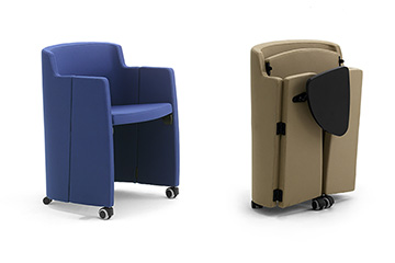 Fauteuil pliantes sur roulettes pour conferences Clac