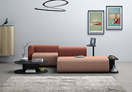 Canapes plus pouf modulaires pour atrium open-space  Noa