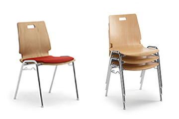 Chaise en bois pour collectivites avec accoudoirs Cristallo