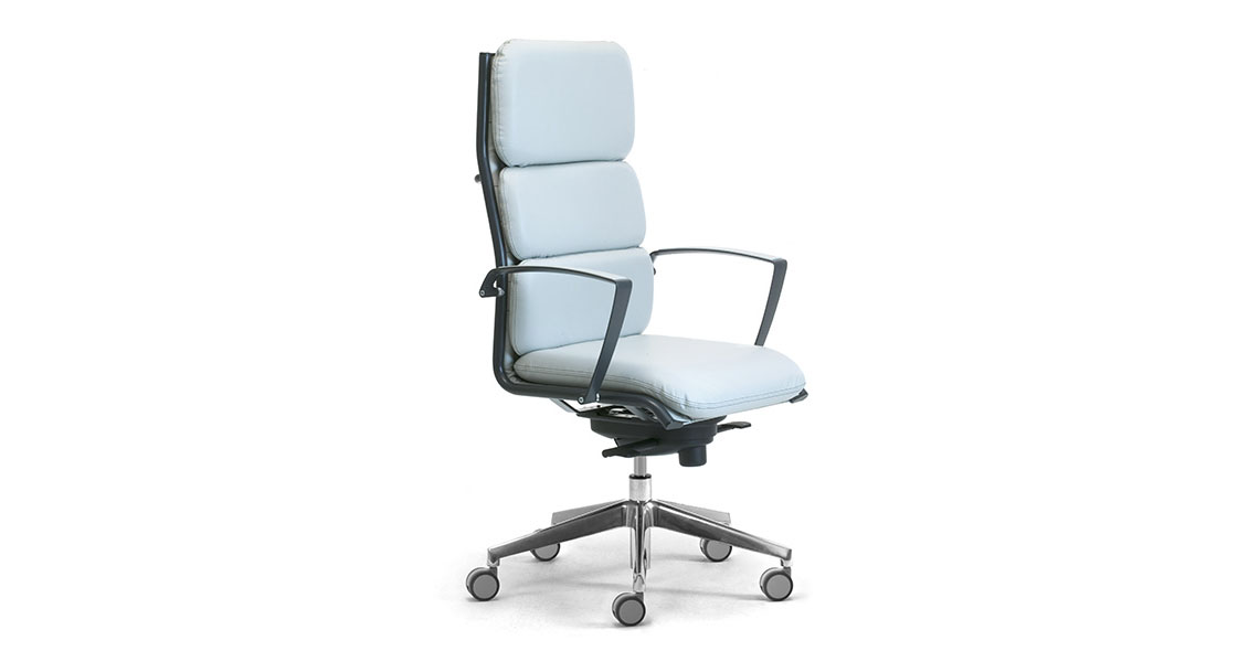 Chaise de Bureau Ergonomique Design Eames Alu Cuir Blanc