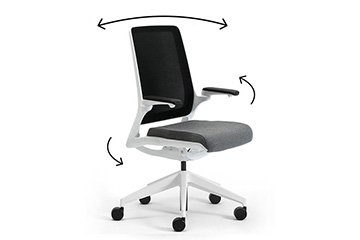 Chaise reglable blanc pour teletravail pour le soutien du dos Astra